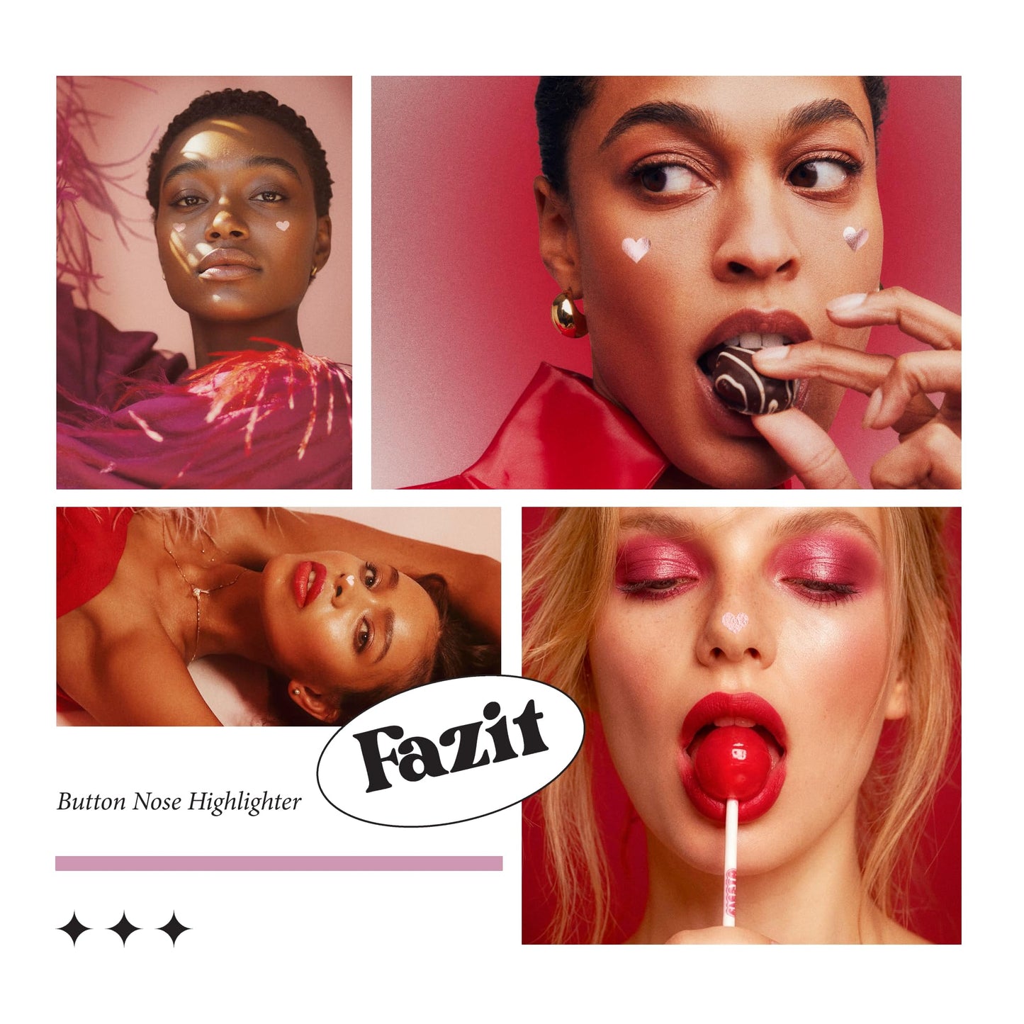Fazit Makeup Patches - Button Nose Highlighter - Glow Up Make-Up Patches - Cute Glitter Makeup Accessories for Women - Cosmetic Glitter for Face Beauty & Personal Care Fazit