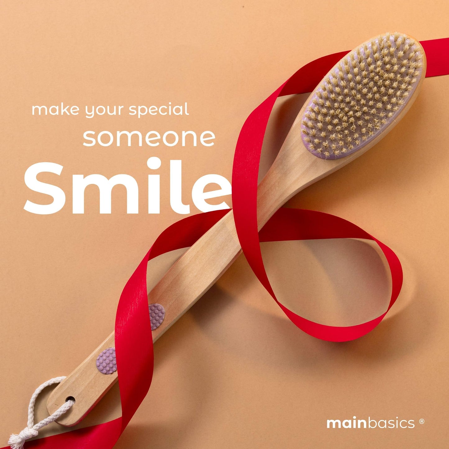 MainBasics Back Scrubber for Shower - Long Handle Dual-Sided Brush for Body Wash & Scrubbing with Exfoliating & Soft Bristles (Lavender, Wood) Beauty & Personal Care MainBasics