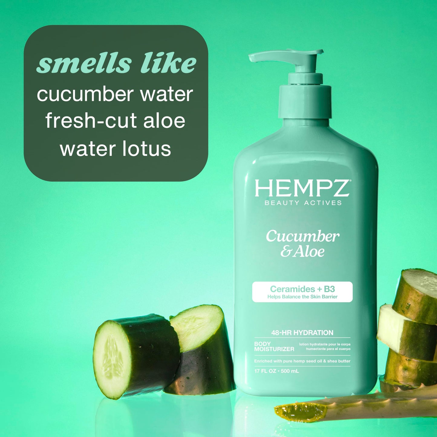 Hempz Body Lotion - Cucumber & Aloe Herbal Limited Edition Daily Moisturizing Cream, Shea Butter, Aloe, Cucumber Extract Body Moisturizer - Skin Care Beauty & Personal Care Hempz