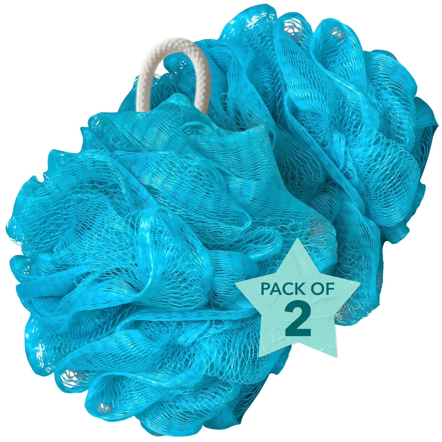 Blue Loofah Sponge for Men & Women - Set of 2 XL Loofah 90g Blue Mesh Sponge Poufs, Shower Loofah, Bath Sponges for Shower, Body Loofah Lufa, Ideal Beauty and Personal Care rengöra