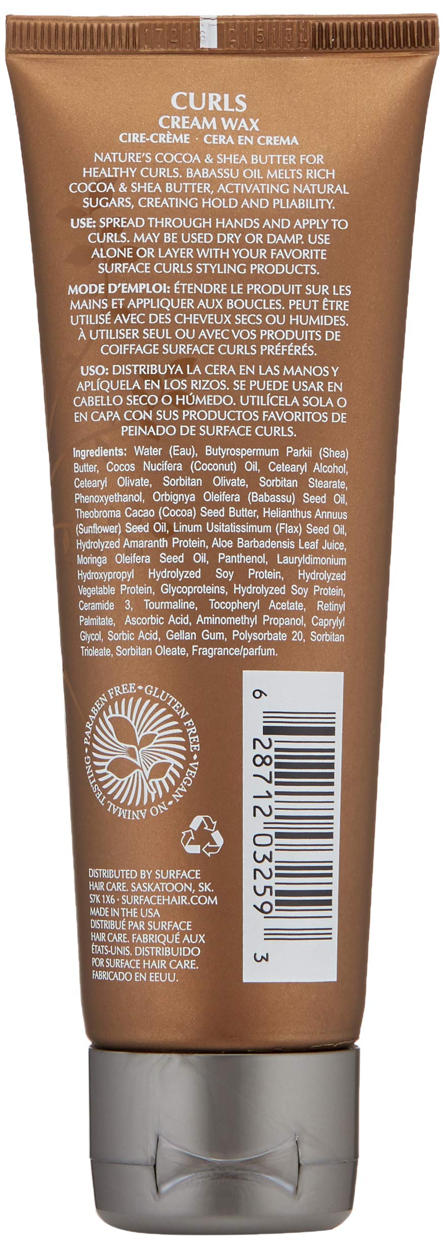 Surface Hair - Curls Cream Wax, Define And Add Shine And Texture To Curly Hair, With Cocoa And Shea Butter, 4 Fl. Oz. Beauty & Personal Care SURFACE