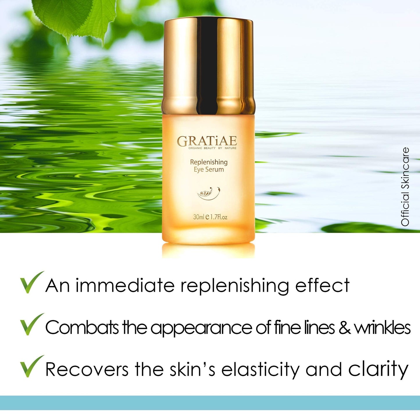 Gratiae Organic Replenishing Eye Serum - Cosmetic Eye Care with Vitamin E, 1.02 fl oz Beauty & Personal Care Gratiae
