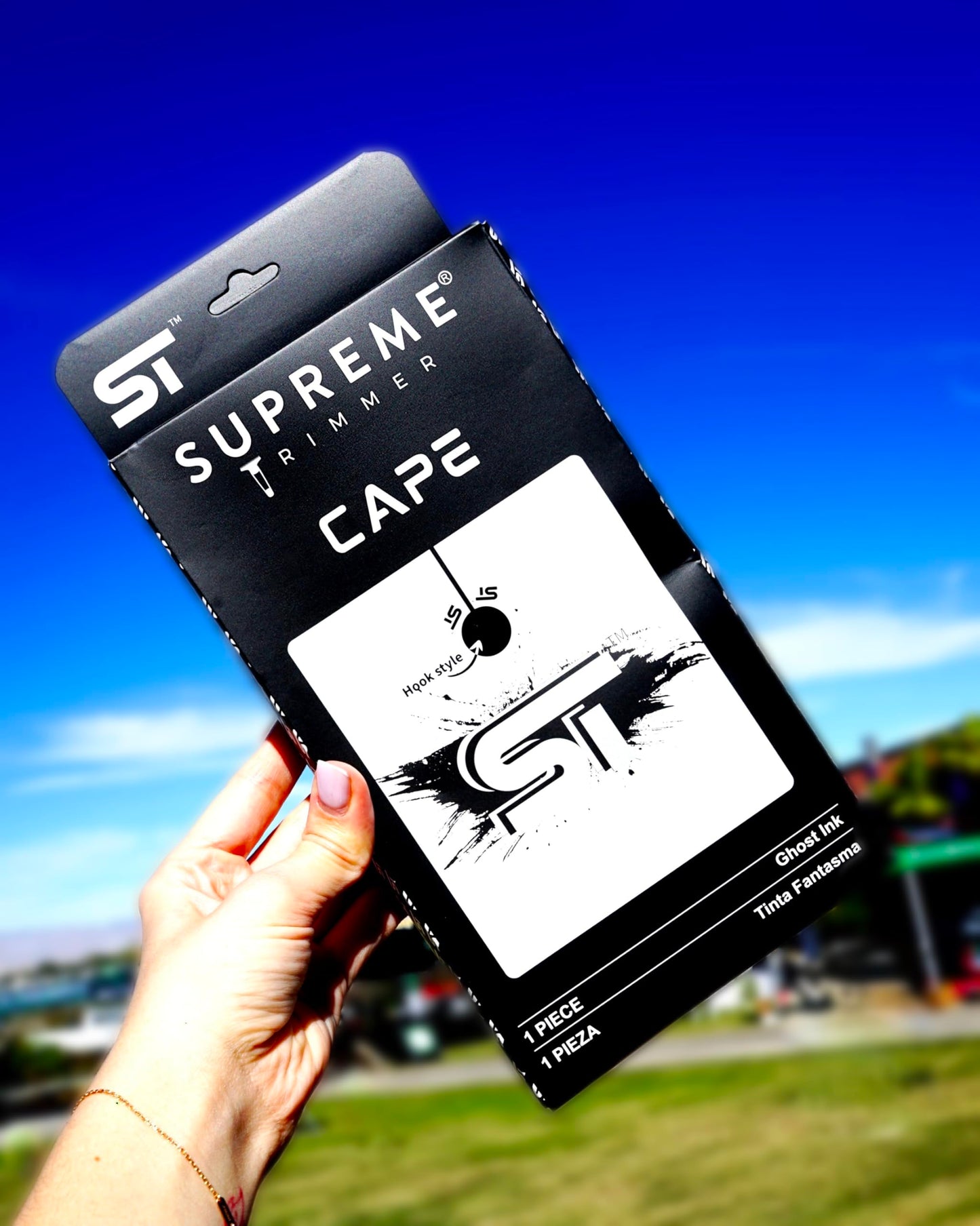 Supreme Trimmer Premium Barber Cape | Professional Hair Stylist Waterproof, Hook Closure Cape; Salon, Barber, or Home Use | Ghost Ink Beauty & Personal Care Supreme Trimmer