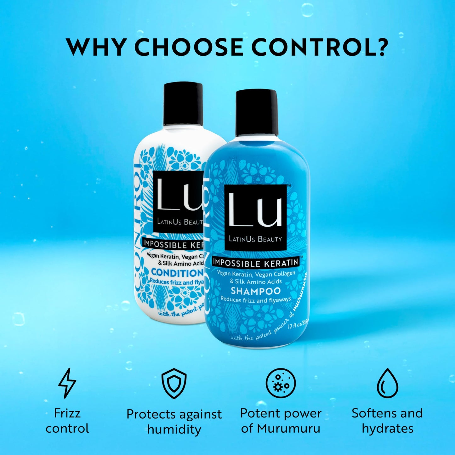 Lu by LatinUs Beauty Control Set | Anti Frizz Shampoo & Conditioner with Impossible Keratin™, Murumuru Butter, Cruelty Free, Sulfate Free, Paraben Beauty & Personal Care LATINUS
