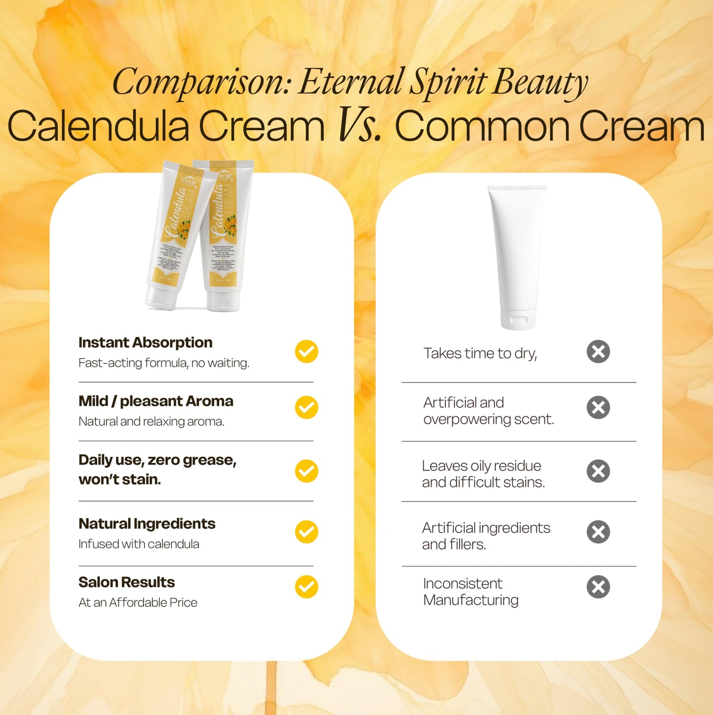 Eternal Spirit Beauty Calendula Cream - Soothing Skin Moisturizer with Calendula Officinalis Extract, Squalane & Hyaluronic Acid - Hydrating Body Beauty & Personal Care Eternal Spirit Beauty