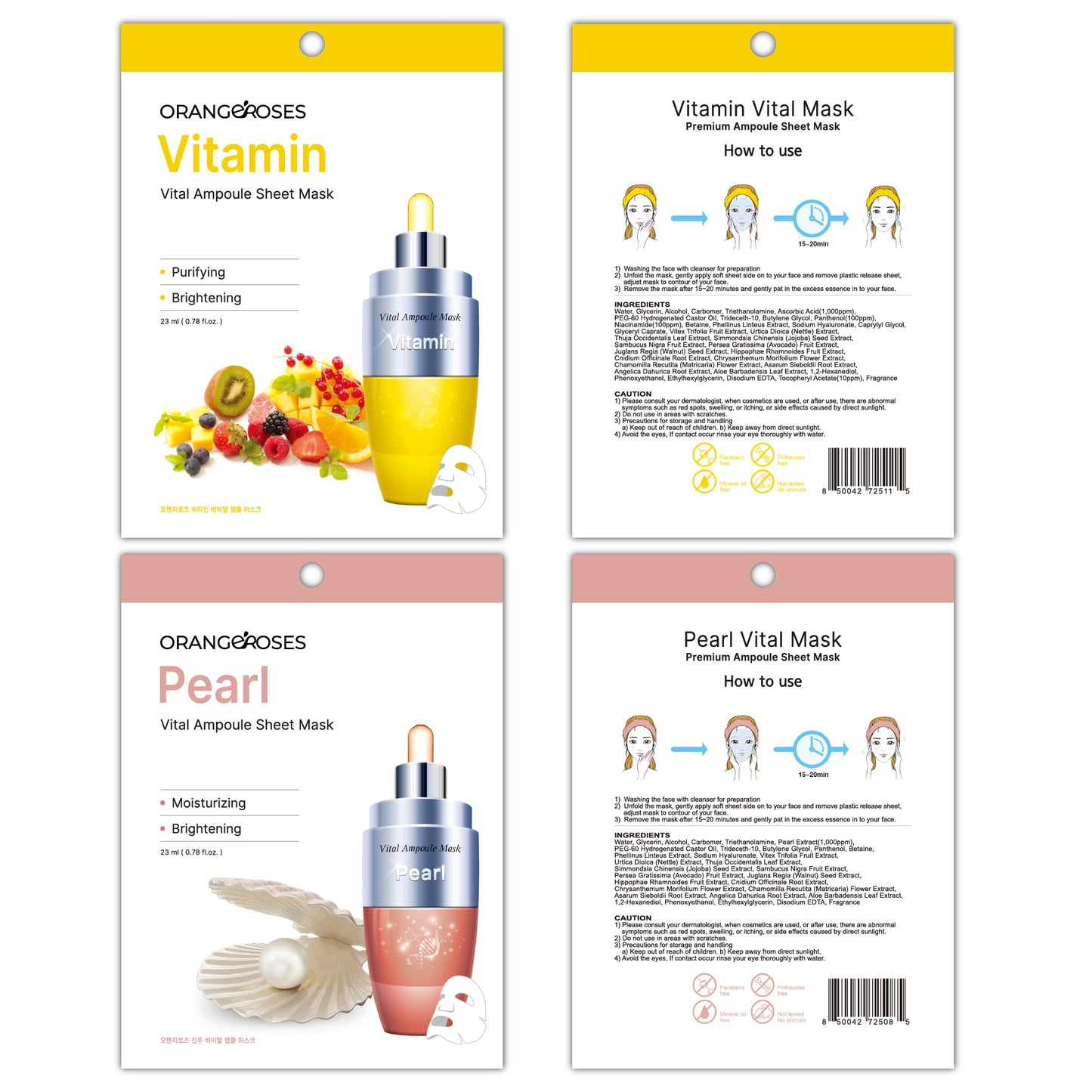OBS Lab Orangeroses 30-Pc Sheet Mask Combo – Korean Facial Skincare for Moisturization, Wrinkle Care & Brightening | Simple & Effective Routine Beauty & Personal Care OBS lab