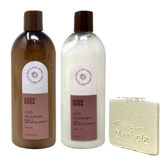 Bath & Body Works Coco Shea Rich Moisture Shampoo and Conditioner Bundle with a Natural Oats Sample Soap Beauty & Personal Care Bath & Body Works