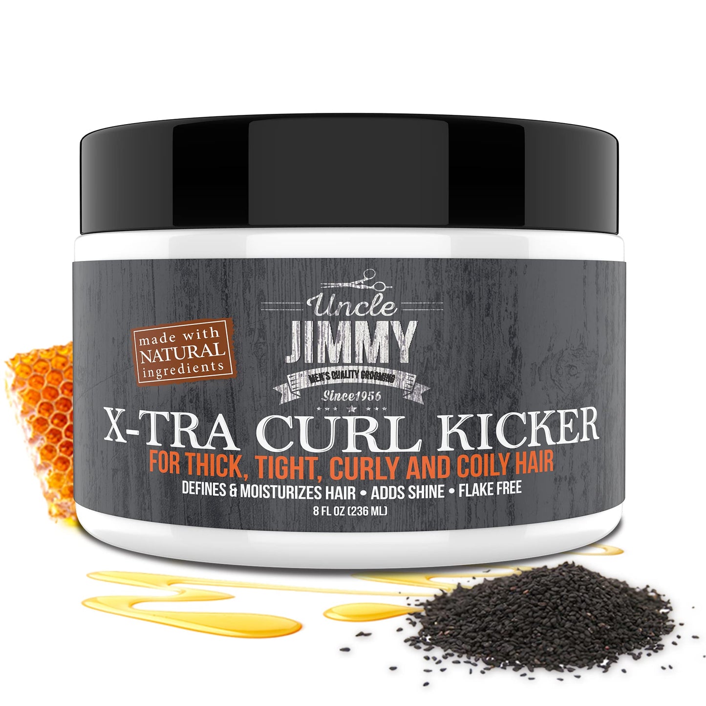 Uncle Jimmy Curl-Kicker Hair Cream for Men - Medium Hold Forming Cream - Flake Free Hair Styling Cream with Black Seed Oil and Honey 8 Fl Oz Beauty & Personal Care Uncle Jimmy