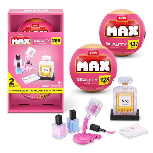 MAX Build More Premium Beauty Collection 2 Pack (Perfume & Nail Polishes) by ZURU - Novelty Unboxing Toy & Building Brick Collectible Minis with 259