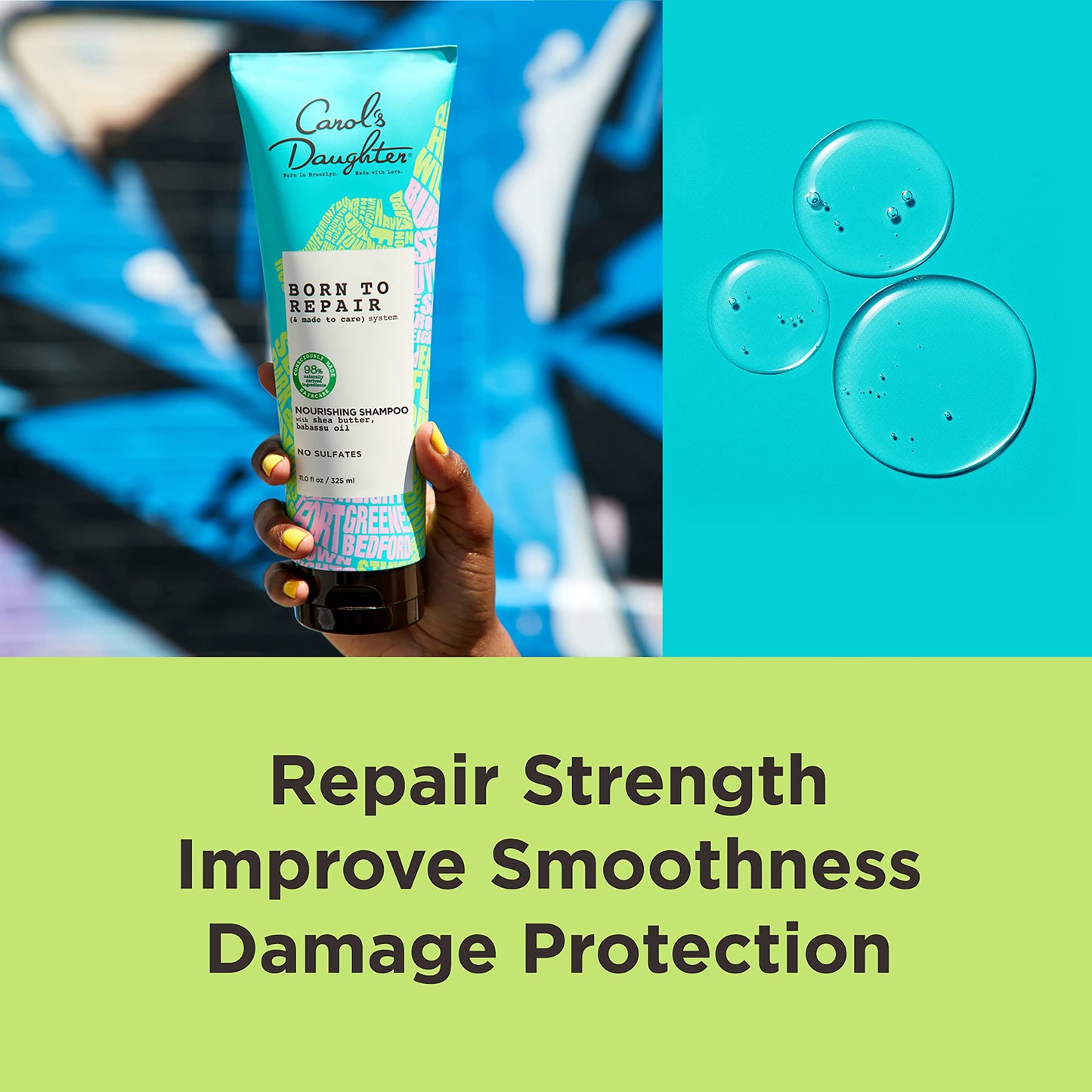 Carol's Daughter Born To Repair Nourishing Shampoo, Sulfate-Free Hair Care for Curly Hair with Shea Butter, 11 Fl Oz Beauty & Personal Care Carol's Daughter