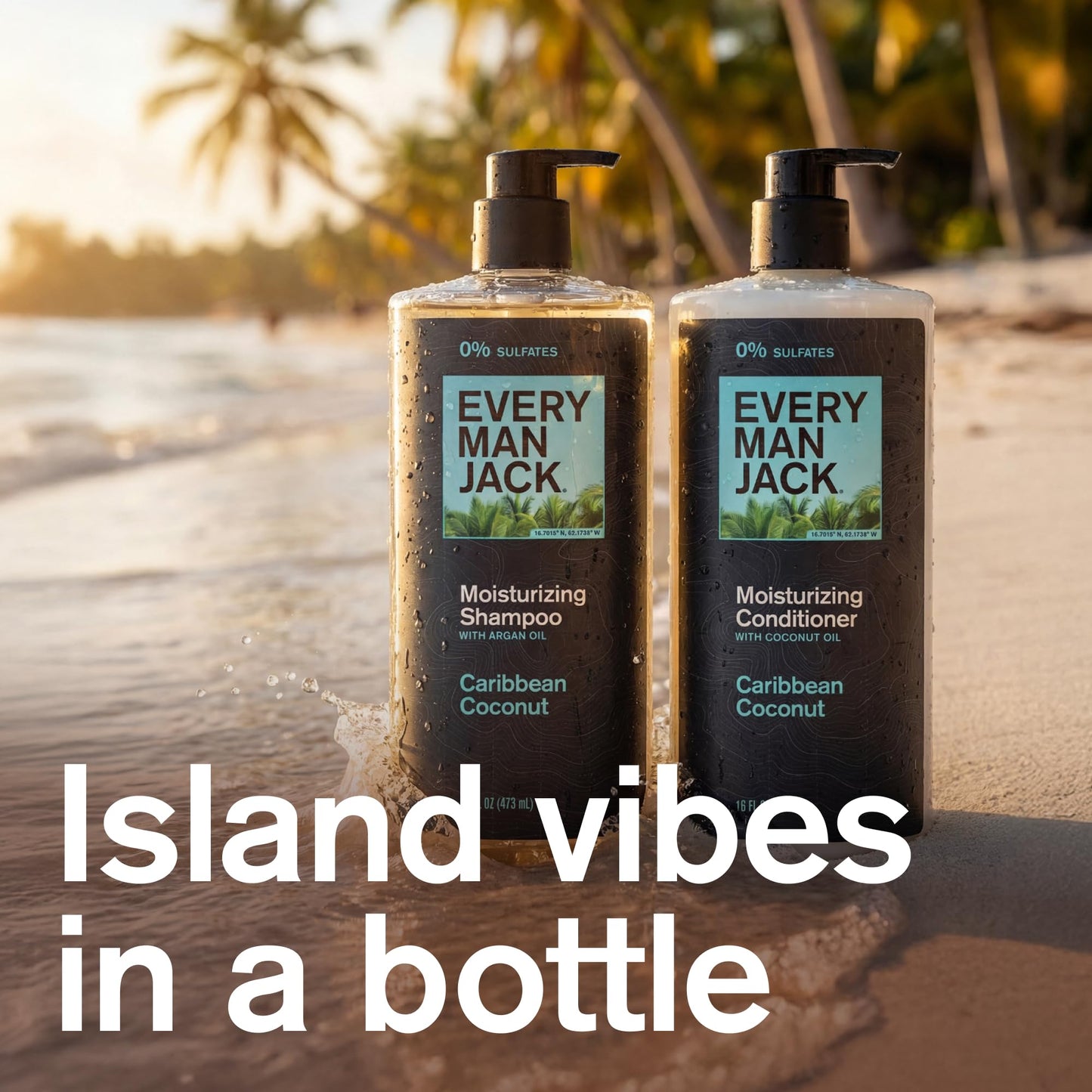 Every Man Jack Men's Shampoo and Conditioner Set - Caribbean Coconut - Sulfate Free - Made w/Plant Powered Moisturizing Ingredients like Coconut Beauty & Personal Care Every Man Jack