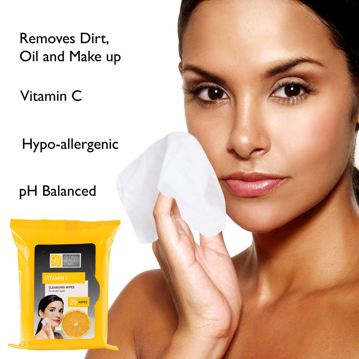 Global Beauty Care Bulk Cleansing Wipes Premoistened 4 Pack of Vitamin C Cleansing Cloths Makeup Removal Wipes - Great For Travel Toiletries - 100 Beauty & Personal Care Global Beauty Care