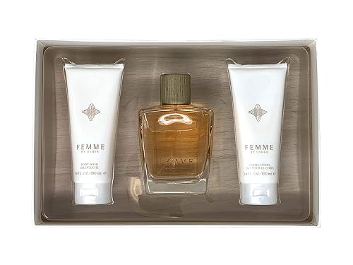 Usher Femme Gift Set for Women - Eau De Parfum Spray (3.4 Oz) + Body Lotion + Shower Gel Beauty & Personal Care Usher