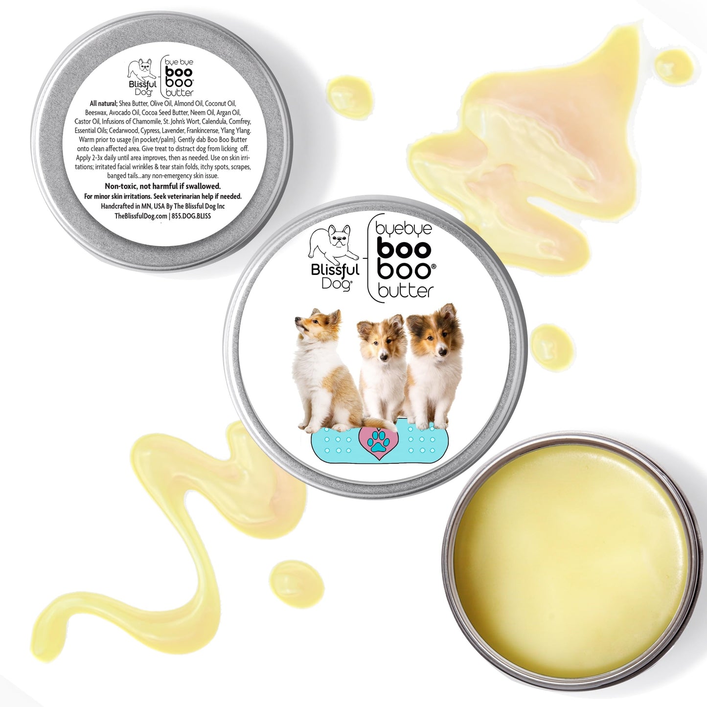 The Blissful Dog 1 oz TIN Shetland Sheepdog Booboo Butter Beauty and Personal Care The Blissful Dog