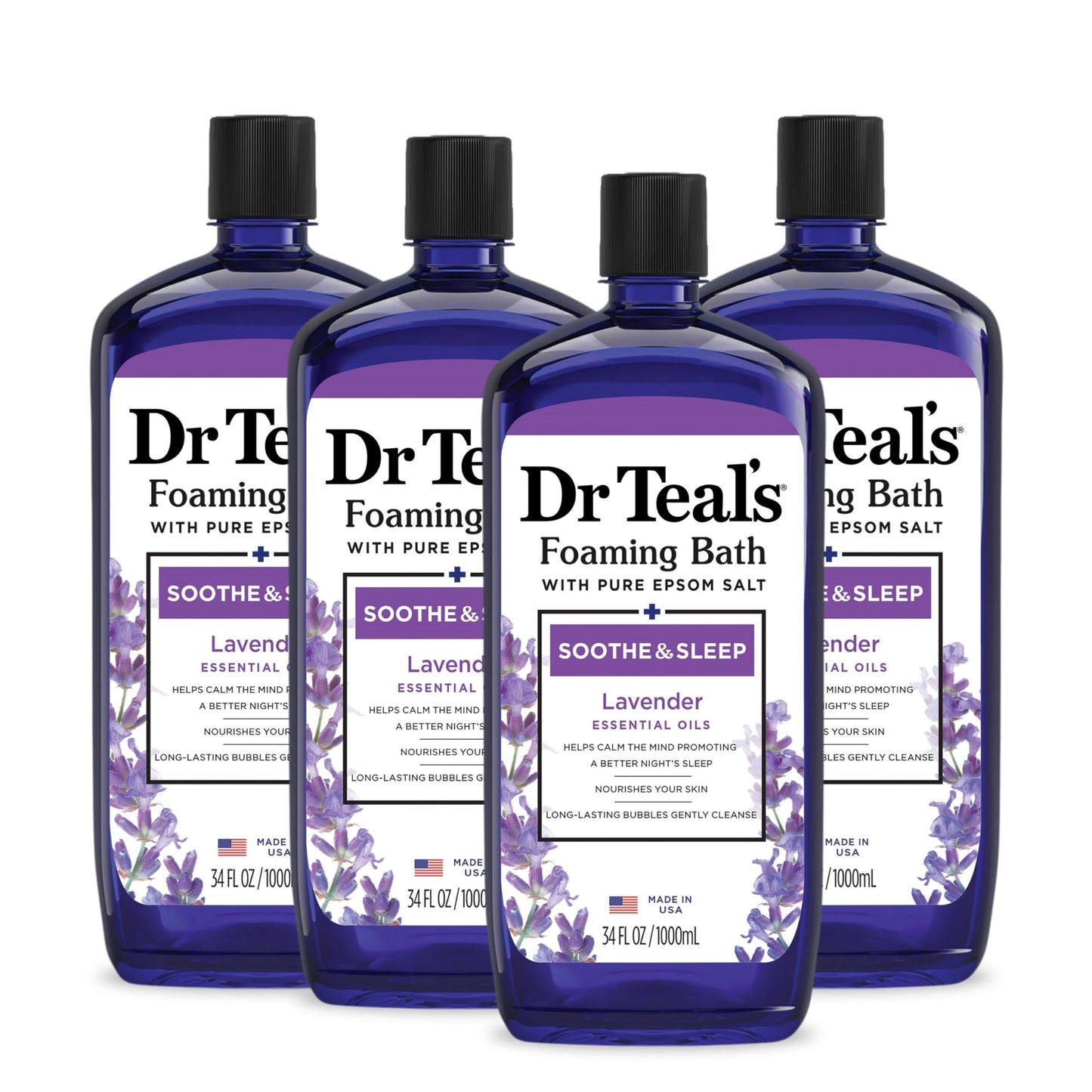 Dr Teal's Foaming Bath with Pure Epsom Salt, Soothe & Sleep with Lavender, 34 fl oz (Pack of 4) Beauty & Personal Care Dr Teal's