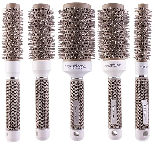 PERFEHAIR Round Thermal Brush Set, Professional Nano Ceramic & Ionic Barrel Hair Styling Blow Drying Curling Brush, 5 Different Sizes Beauty & Personal Care PERFEHAIR