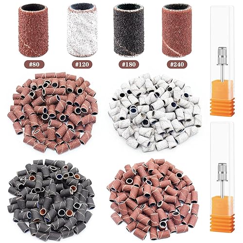 Rolybag Sanding Bands for Nail Drill 240 Pieces 3 Color Coarse Fine Grit Efile Sand Set 80#120#180#240#,2 Pieces 3/32 Inch Nail Drill Bits Beauty & Personal Care Rolybag