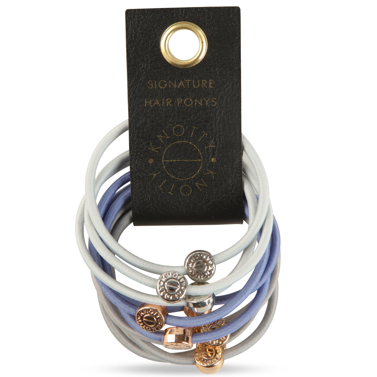 Signature Pony Tail Holders with sterling gem to secure and add a stylish touch (10 Pack) (Blue/Grey)