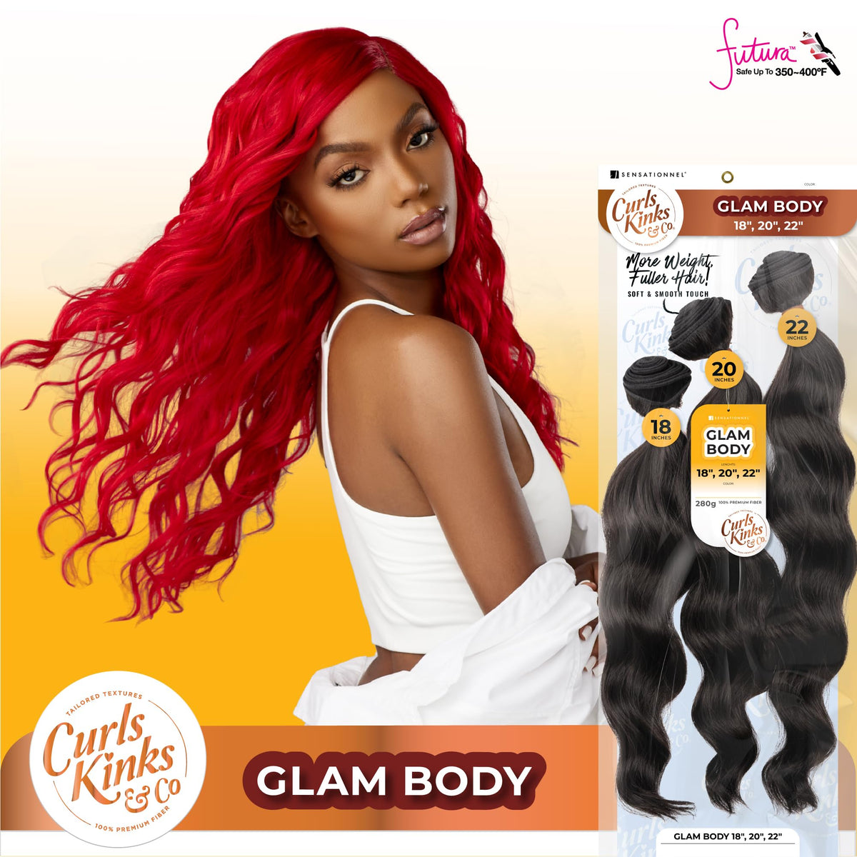 Sensationnel CKCO Synthetic Bundle-Glam Body,14 16 18 inch, GINGERCOPPER