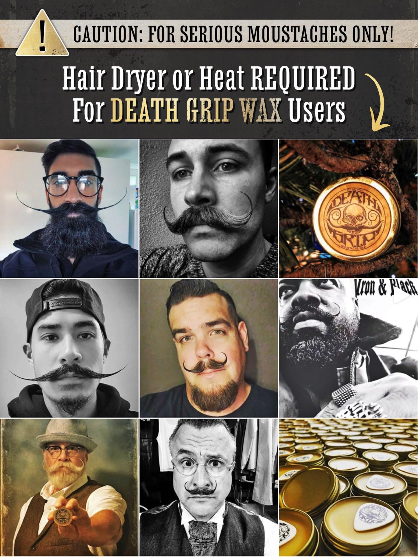 THE VINTAGE GROOMING CO. Mustache Wax Death Grip Extra Strong Hold Moustache Wax Beauty & Personal Care THE VINTAGE GROOMING CO.