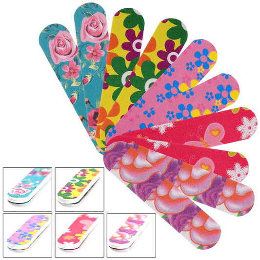 100 Pcs Colorful Nail Files Double Sided Emery Boards Manicure File and Buffers Floral Nail Tools for Women 2.56 x 0.59 Inch, 5 Colors Beauty & Personal Care Honoson