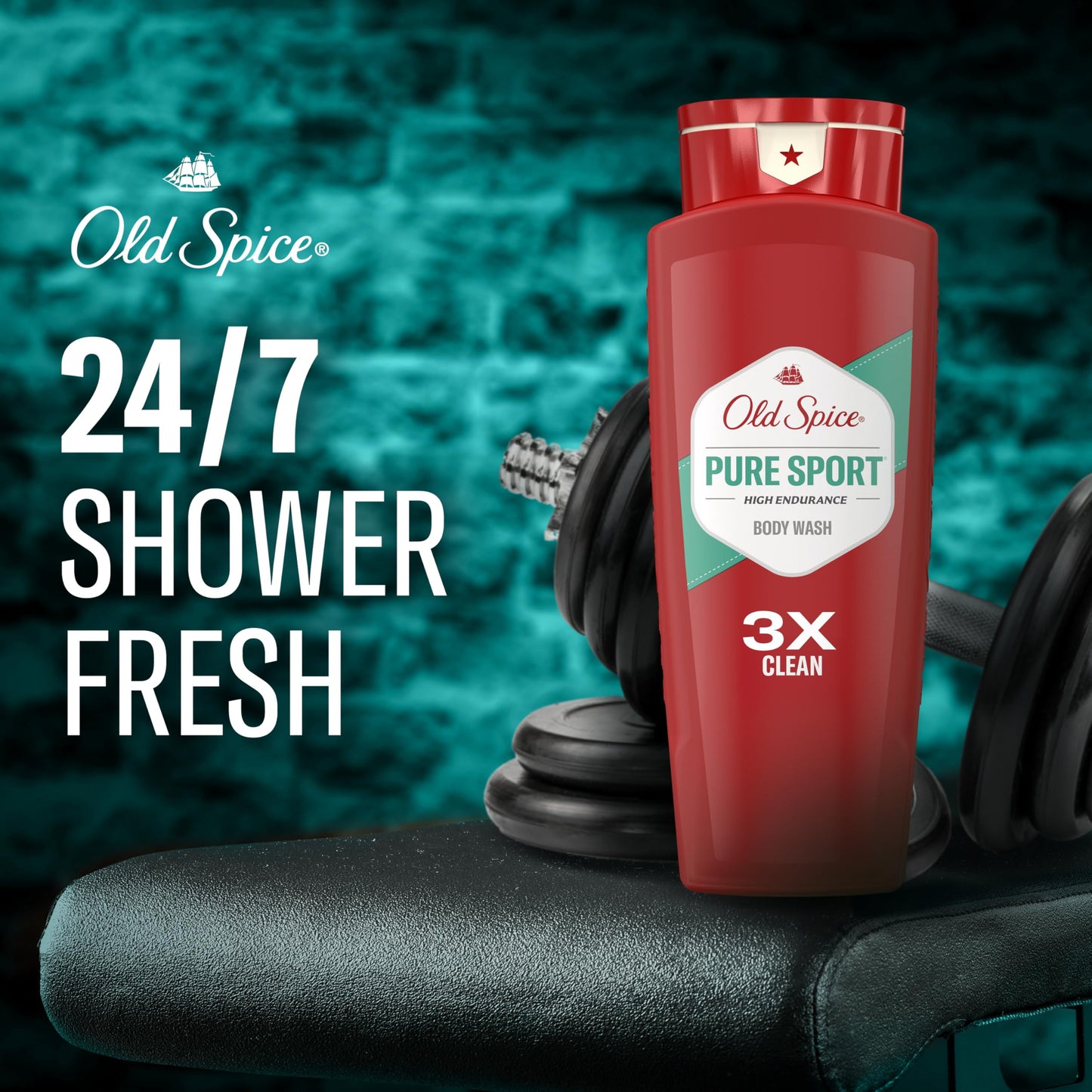 Old Spice Refreshing Body Wash for Men, High Endurance, 3X Defense, 24/7 Shower Fresh with Long Lasting Scent, Pure Sport Scent, 24 oz (Pack of 2) Beauty & Personal Care Old Spice