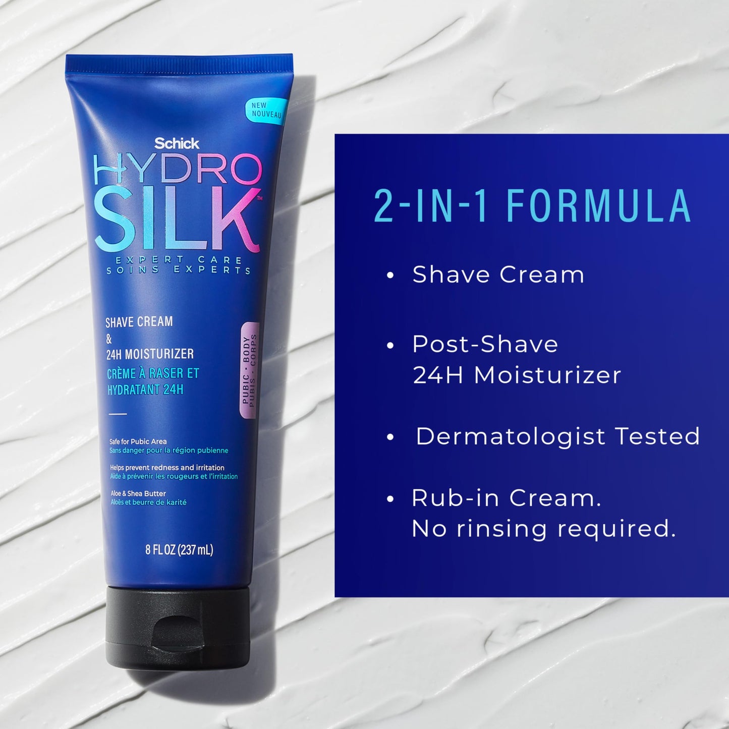 Schick Hydro Silk Shave Cream & 24-Hour Moisturizer - Pubic Hair Shave Cream for Women and Bikini Area Moisturizer, Shaving Cream for Women Sensitive Beauty and Personal Care Schick Hydro Silk