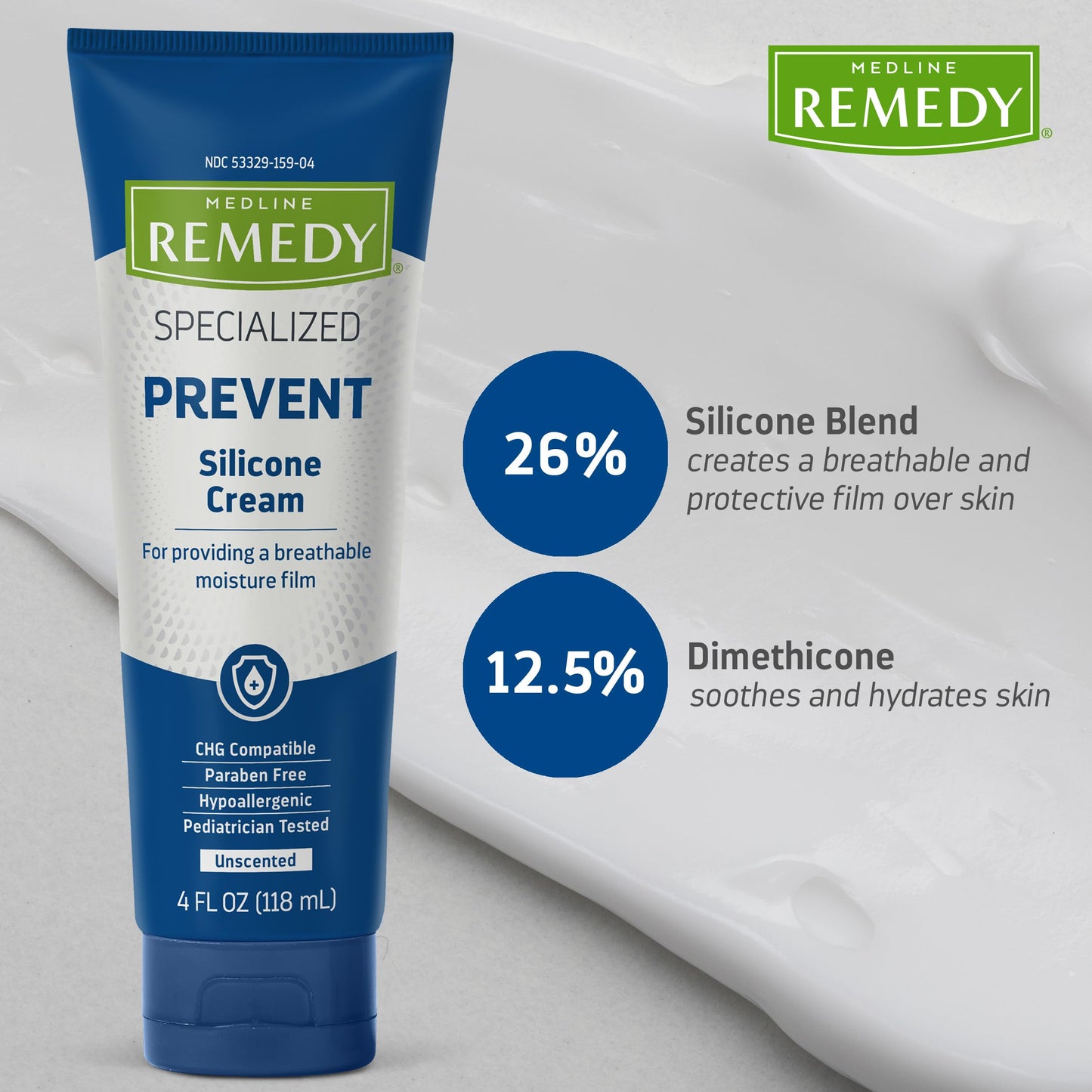 Medline Remedy Specialized Silicone Cream, Unscented (4 fl oz), Gentle Breathable Film for All Ages, Paraben-free and Hypoallergenic Skin Care Beauty & Personal Care Medline Remedy
