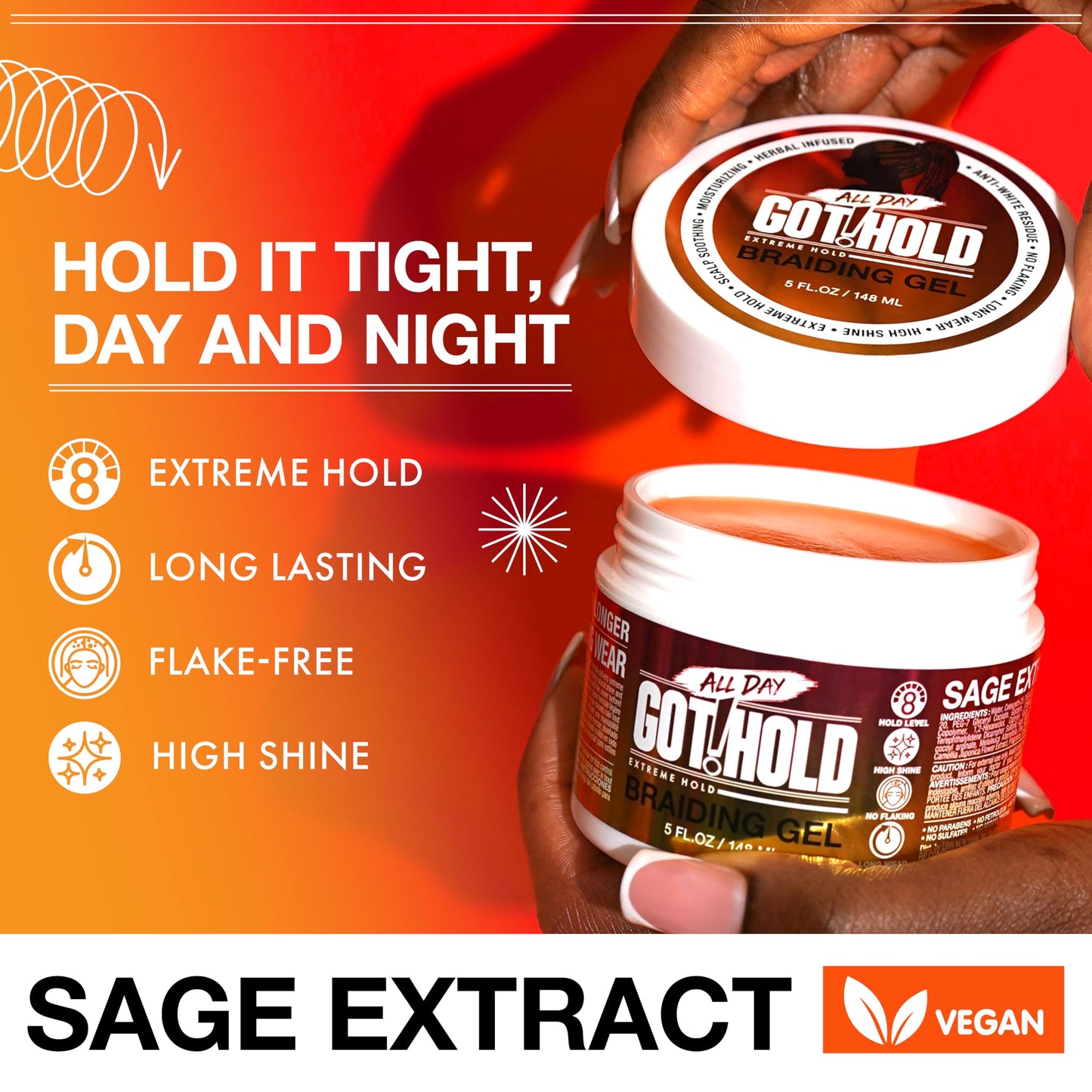 ALL DAY GOT HOLD Braiding Gel for Natural Hair Extreme Hold, Hydrating & Frizz-Free, Sage Extract, No Flaking or Drying, High Shine for Braids Beauty & Personal Care ALL DAY GOT HOLD