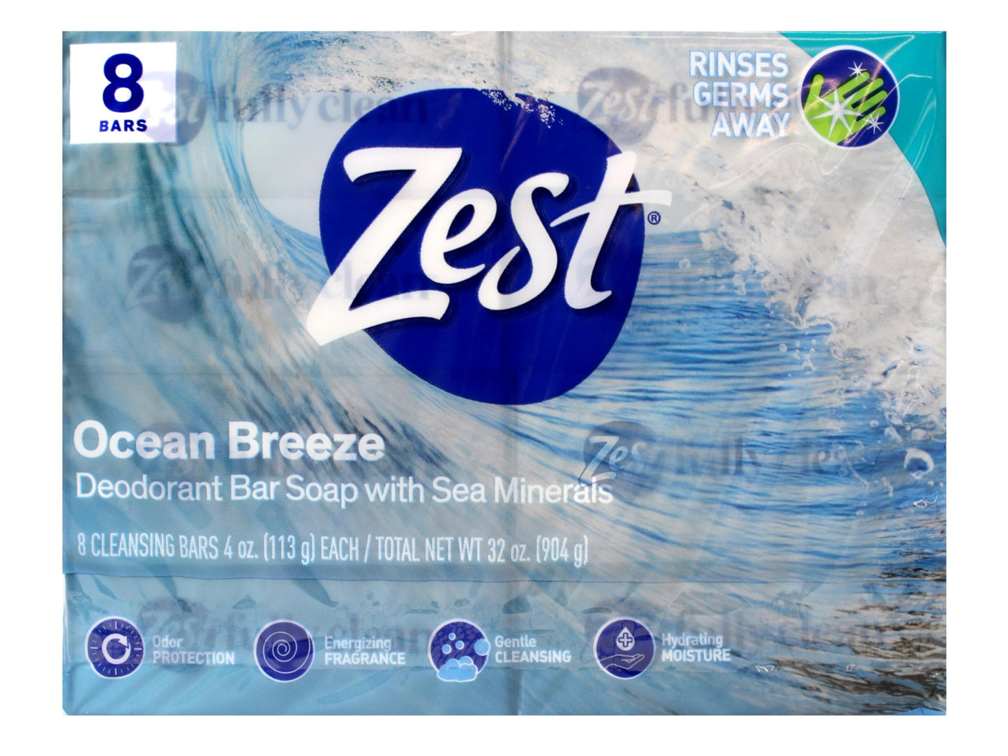 Zest Ocean Breeze Bar Soap - 8 Bars - Enriched With Sea Minerals - Rich Lathering Bars Leave Your Body Feeling Smooth And Moisturized with an Beauty & Personal Care Zest