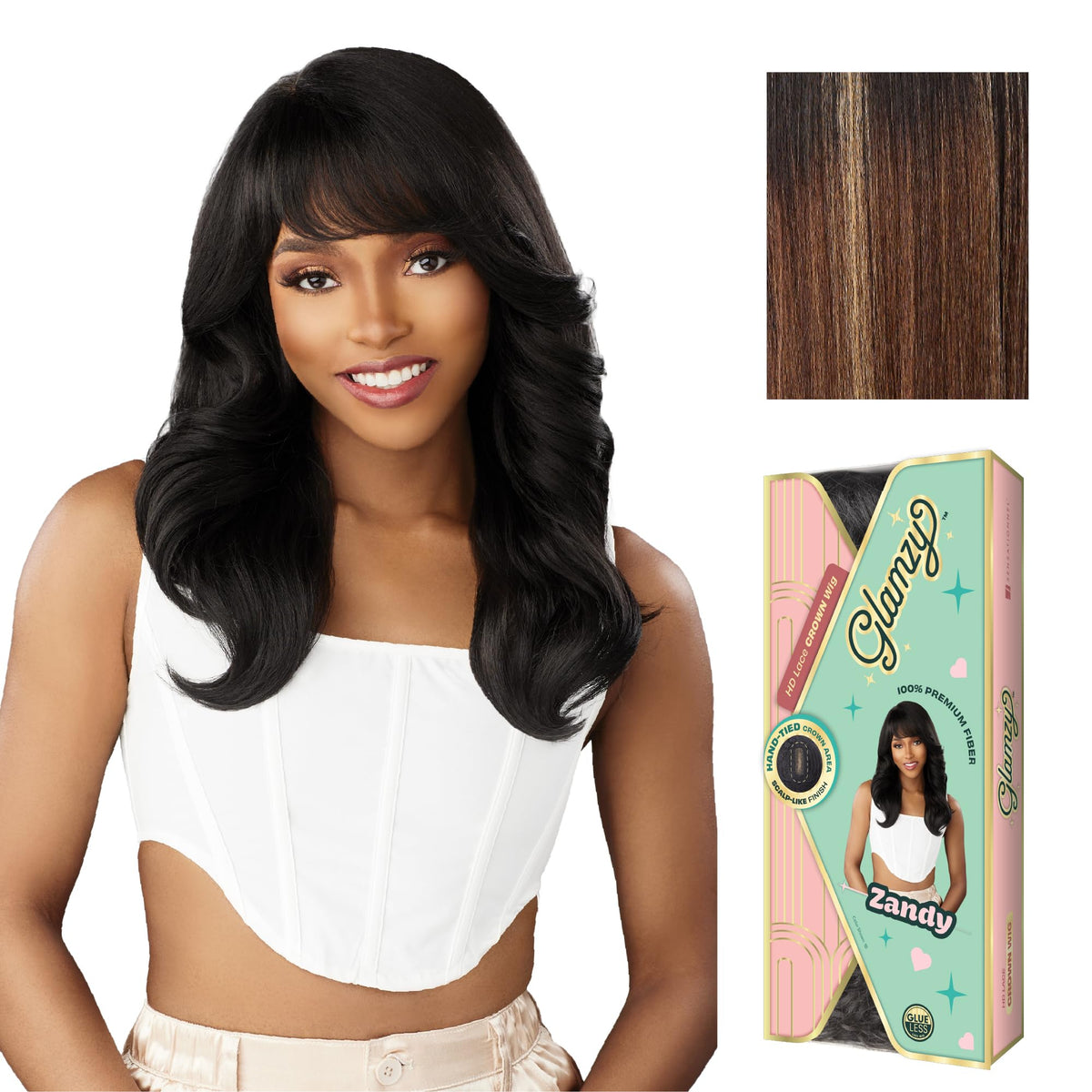 Sensationnel Glamzy Lace Crown Wig-Zandy, BALAYAGECARAMEL