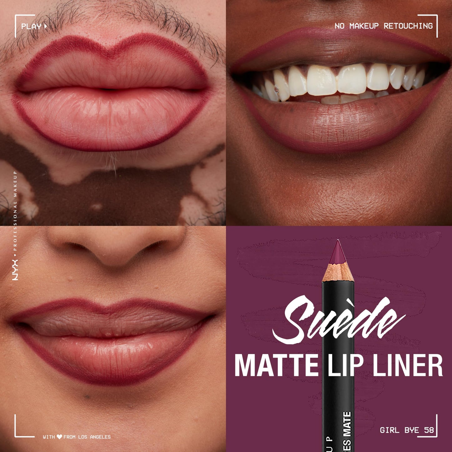 NYX PROFESSIONAL MAKEUP Suede Matte Lip Liner, Velvety-Smooth, Long-Lasting Formula For A Defined Lip Makeup Look - Girl Bye (Purple) Beauty & Personal Care NYX PROFESSIONAL MAKEUP