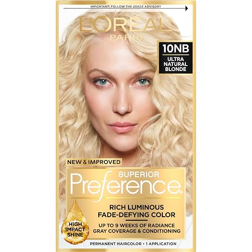 L'Oreal Paris Superior Preference Luminous Fade-Defying Permanent Hair Color, Hair Dye For Up to 9 Weeks of Radiance, Ultimate Natural Blonde 10NB, 1 Beauty & Personal Care L'Oreal Paris