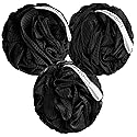 MainBasics Bath Shower Loofah Sponge Pouf Body Scrubber Exfoliator Body Wash Sponge (Set of 3, Triple Black) Beauty & Personal Care MainBasics
