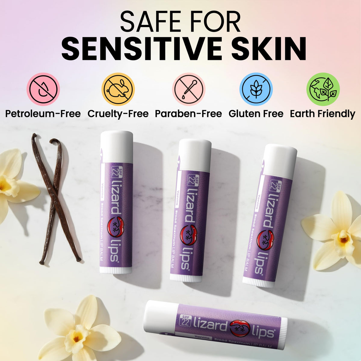 Lizard Lips SPF 22 Lip Balm - Original Vanilla 4 Pack (4) Beauty & Personal Care Lizard Lips