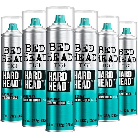 TIGI Bed Head Hard Head Hairspray 6-Pack - Extreme Hold Hairspray, Dries Instantly, Adds Shine, Vibrant Apple Scent, 11.7 Oz Ea Beauty & Personal Care TIGI