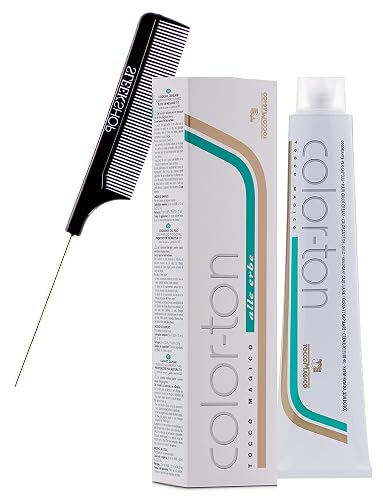 Tocco Magico Color-Ton Alle Erbe Permanent Hair Color Cream (w/Sleek Steel Pin Rat Tail Comb) Haircolor Dye Creme (7N / 7.0 - BLONDE) Beauty & Personal Care Tocco Magico
