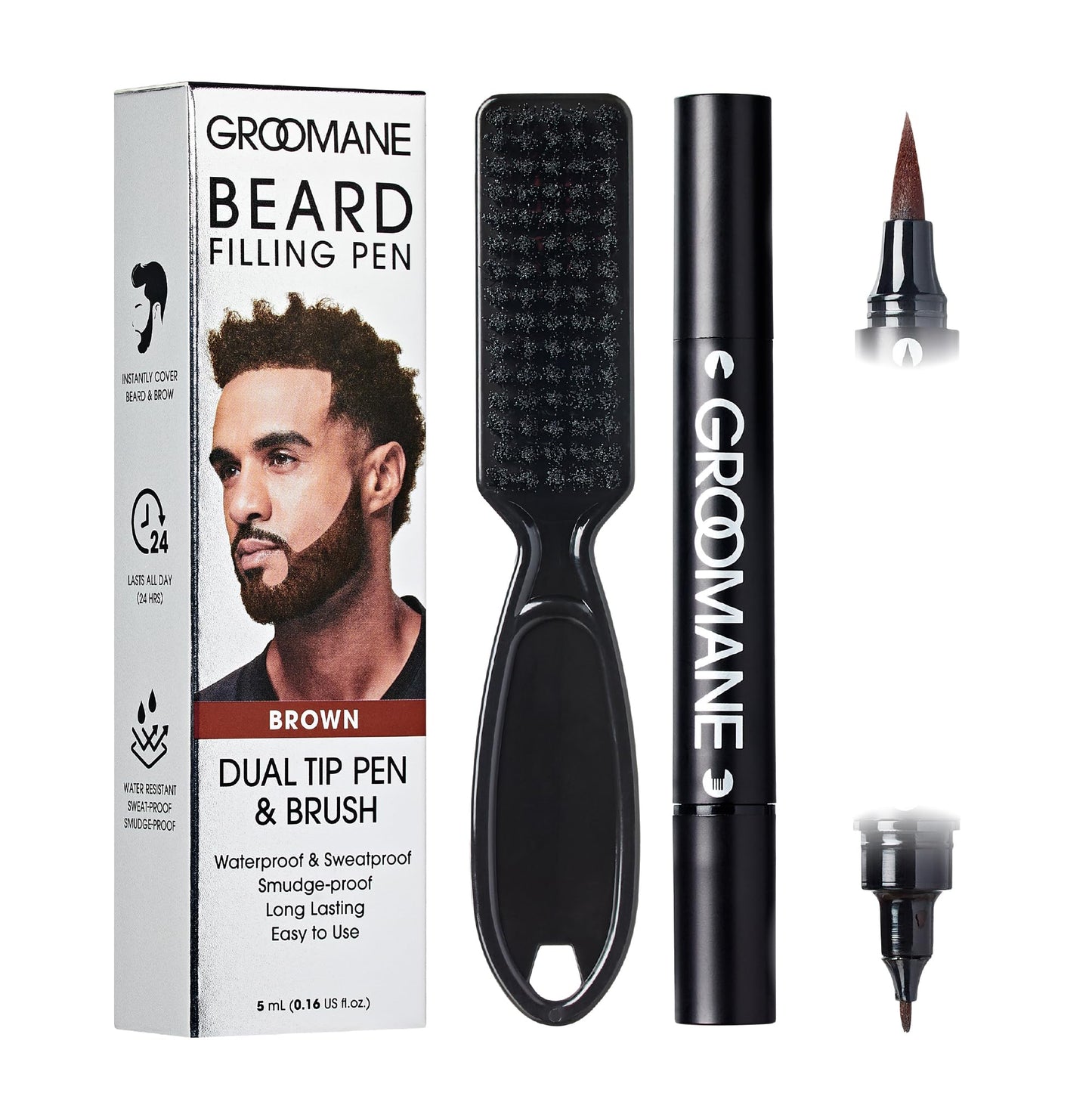 Red by Kiss GROOMANE Beard Filling Pen Comb, Dual Tip Brush Beard Enhancer for Natural Coverage, Waterproof & Smudge-Proof Beard Pencil, Easy Fill-In Beauty and Personal Care Red by Kiss