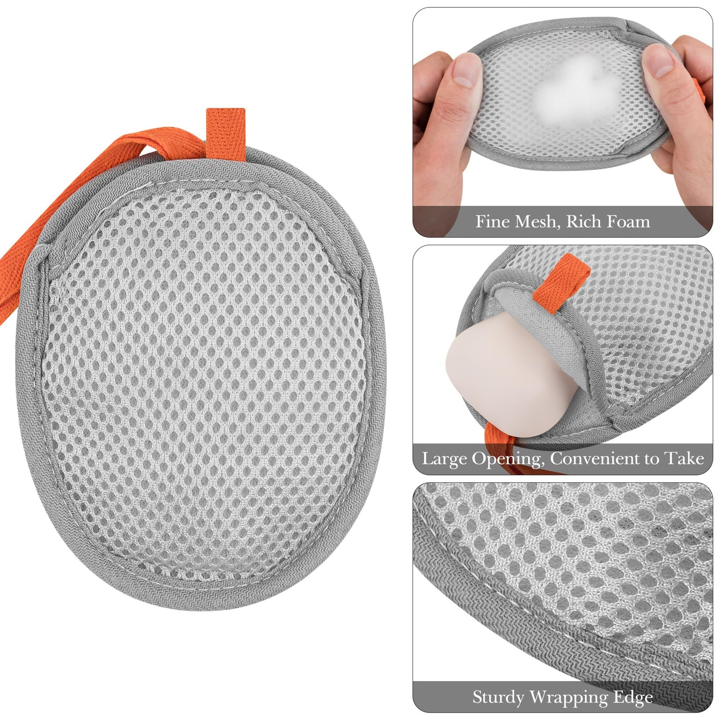 Linkidea 4 Pack Small Soap Saver Pouch, Soft Exfoliating Body Sponge Scrubber with Hand Loop, Mesh Foam Lather Pocket for Shower Bath Washing, Oval Beauty and Personal Care Linkidea