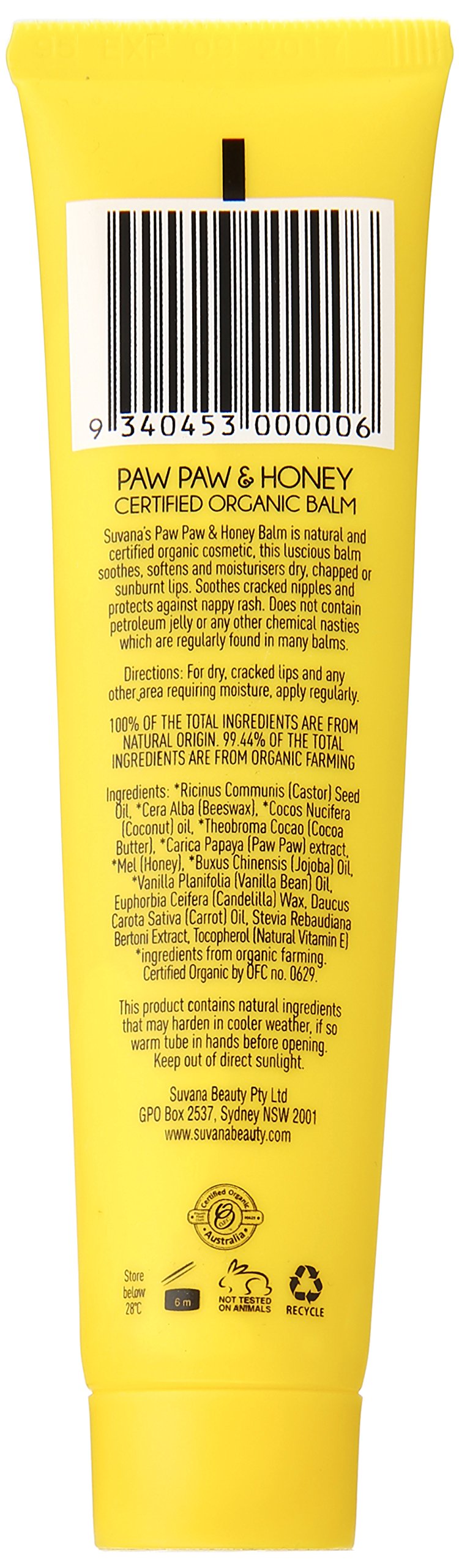 Certified Organic Paw Paw & Honey Balm 0.88 oz by Suvana Beauty Beauty and Personal Care Suvana
