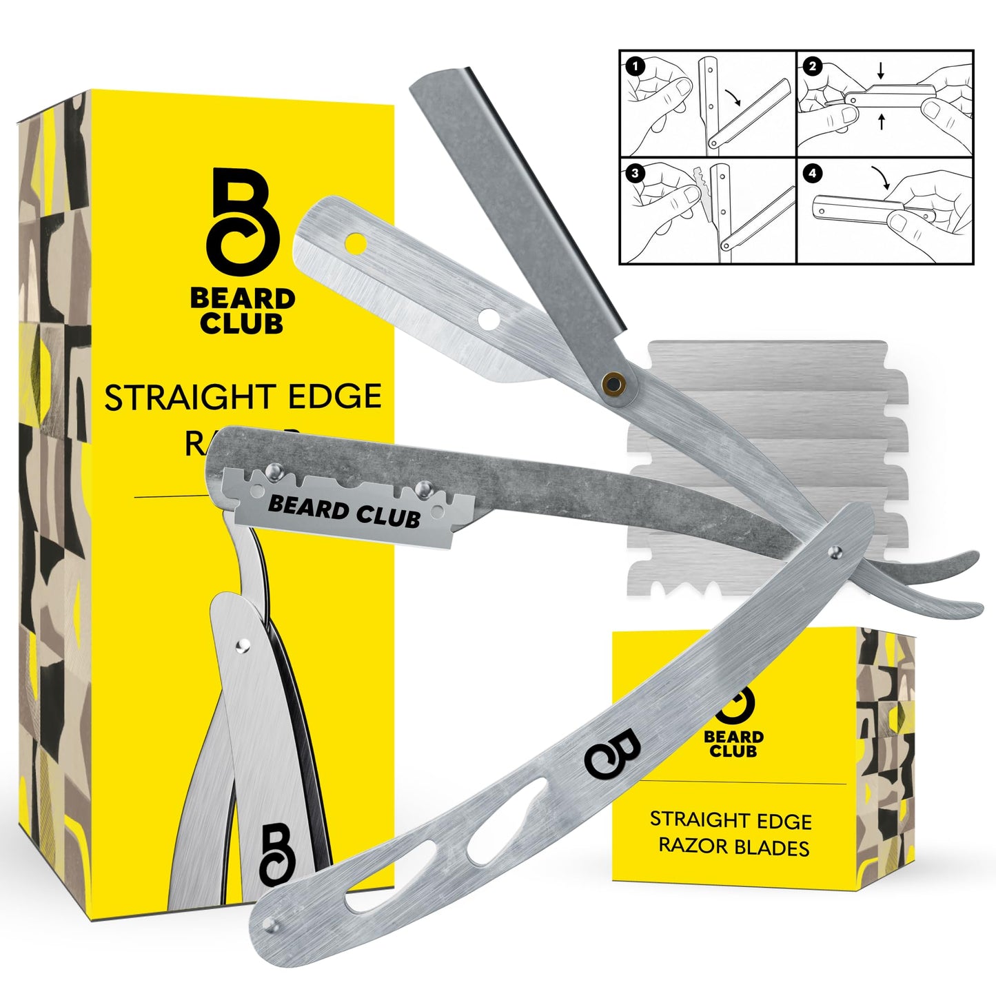 The Beard Club Straight Razor for Men - Navajas Para Barbero - Barber Straight Edge Razor Kit - Single Derby Blade Cutthroat With 5 Replaceable Beauty and Personal Care The Beard Club