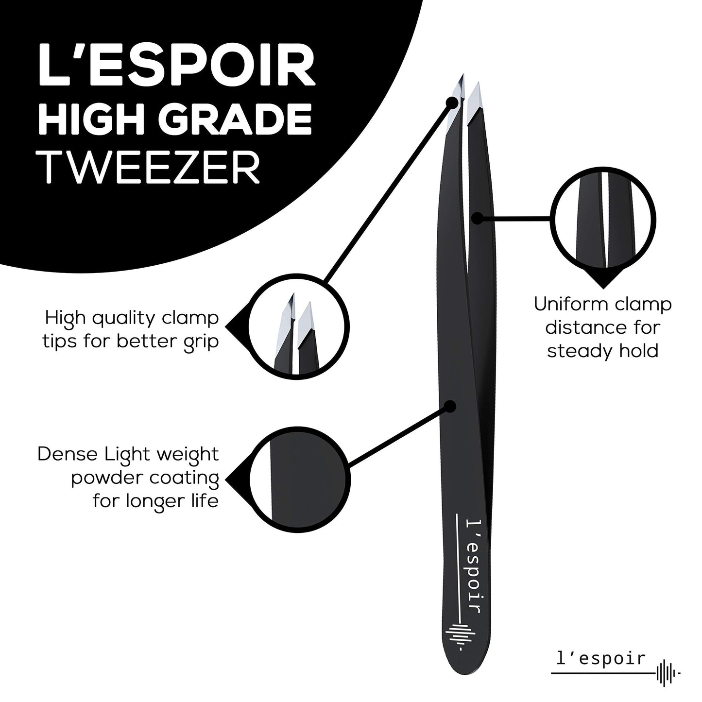 L’espoir High Precision Slant Tweezers with Perfect Alignment (Rust-Free, Stainless Steel) Best for Daily Beauty Routine - Single Piece for Men Beauty & Personal Care L’espoir