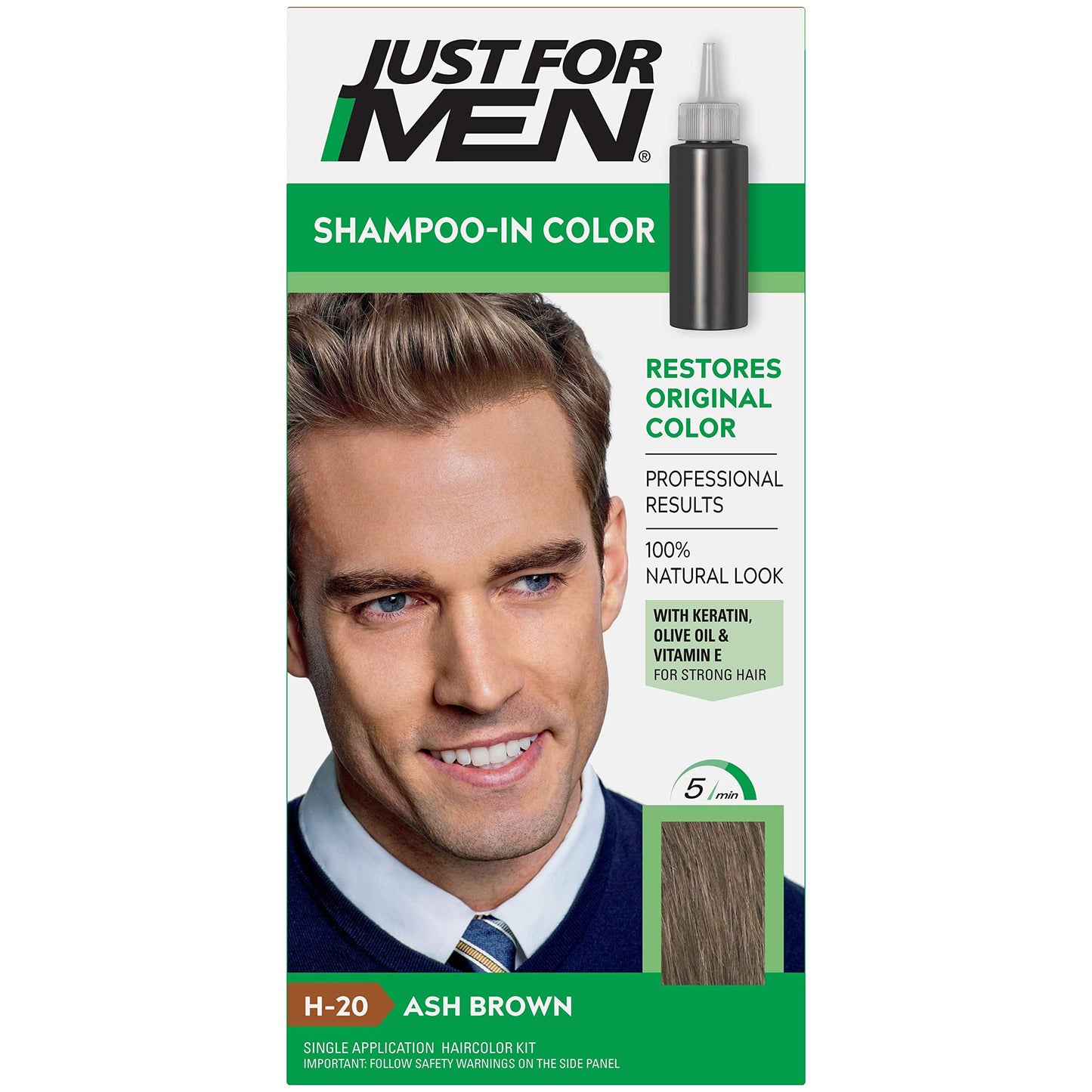 JUST FOR MEN Hair Color H-20 Ash Brown 1 Each (Pack of 12) Beauty & Personal Care Just for Men
