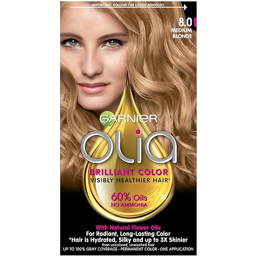 Garnier Olia Permanent Haircolor, Oil Powered, Medium Blonde 8.0, 1 ct (Pack of 3) by Unknown Beauty & Personal Care Garnier