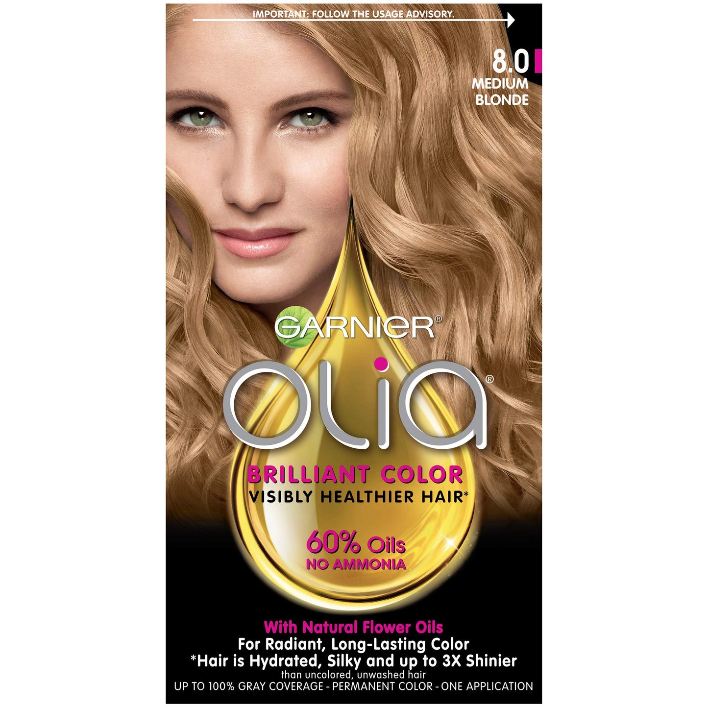 Garnier Olia Ammonia Free Hair Color [8.0] Medium Blonde 1 Each (Pack of 4) Beauty & Personal Care Garnier