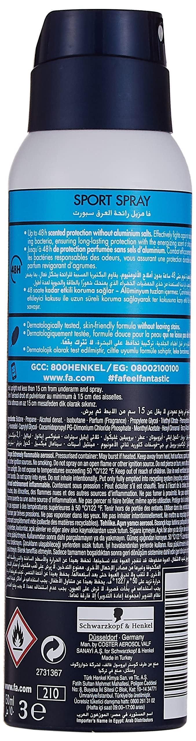 FA Deodorant 5 Ounce Spray Sport 48 Hour (Blue) (150ml) Beauty and Personal Care Fa