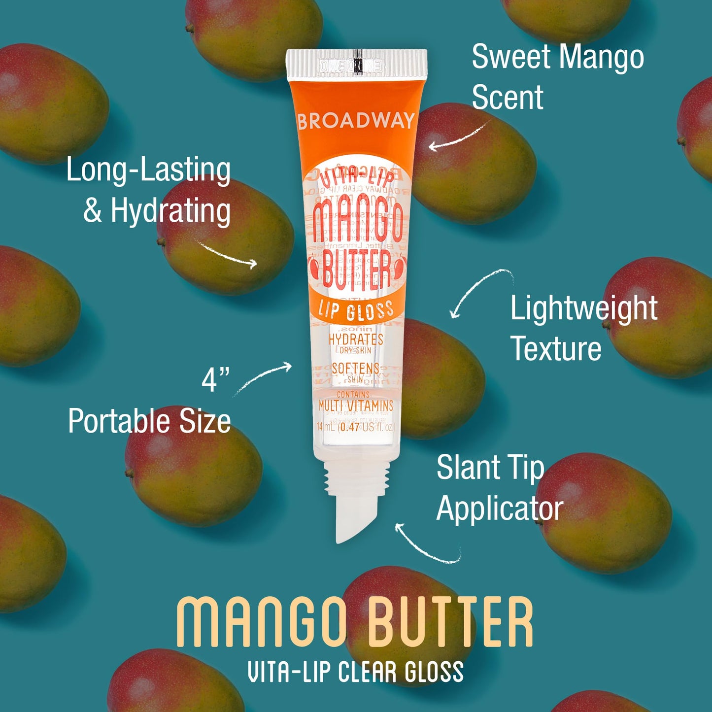 Ruby Kisses Broadway Vita-Lip Clear Lip Gloss (Mango Butter 48 Pack), Ultra-Hydrating & Soothing Formula with Multi-Vitamin Oils, High-Shine Beauty & Personal Care Ruby Kisses