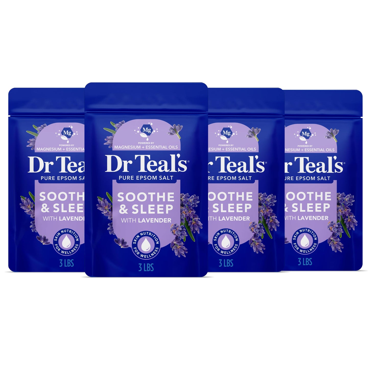 Dr Teal's Pure Epsom Magnesium Salt Soak, Soothe & Sleep with Lavender, 3 lb (Pack of 4) Beauty and Personal Care Dr Teal's