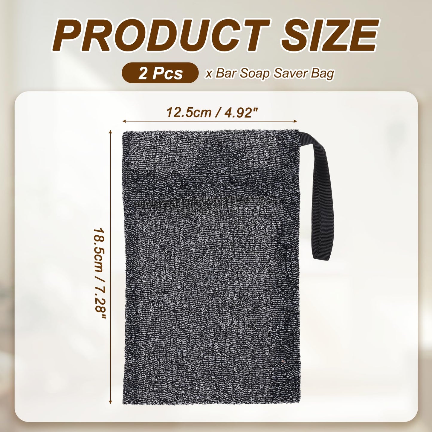 uxcell Loofah Soap Pouch, 2 Pcs Bar Soap Saver Bag with Black Handle Nylon Body Scrubber Pouch Exfoliating Net for Body Shower Foaming Travel Camping Beauty and Personal Care uxcell