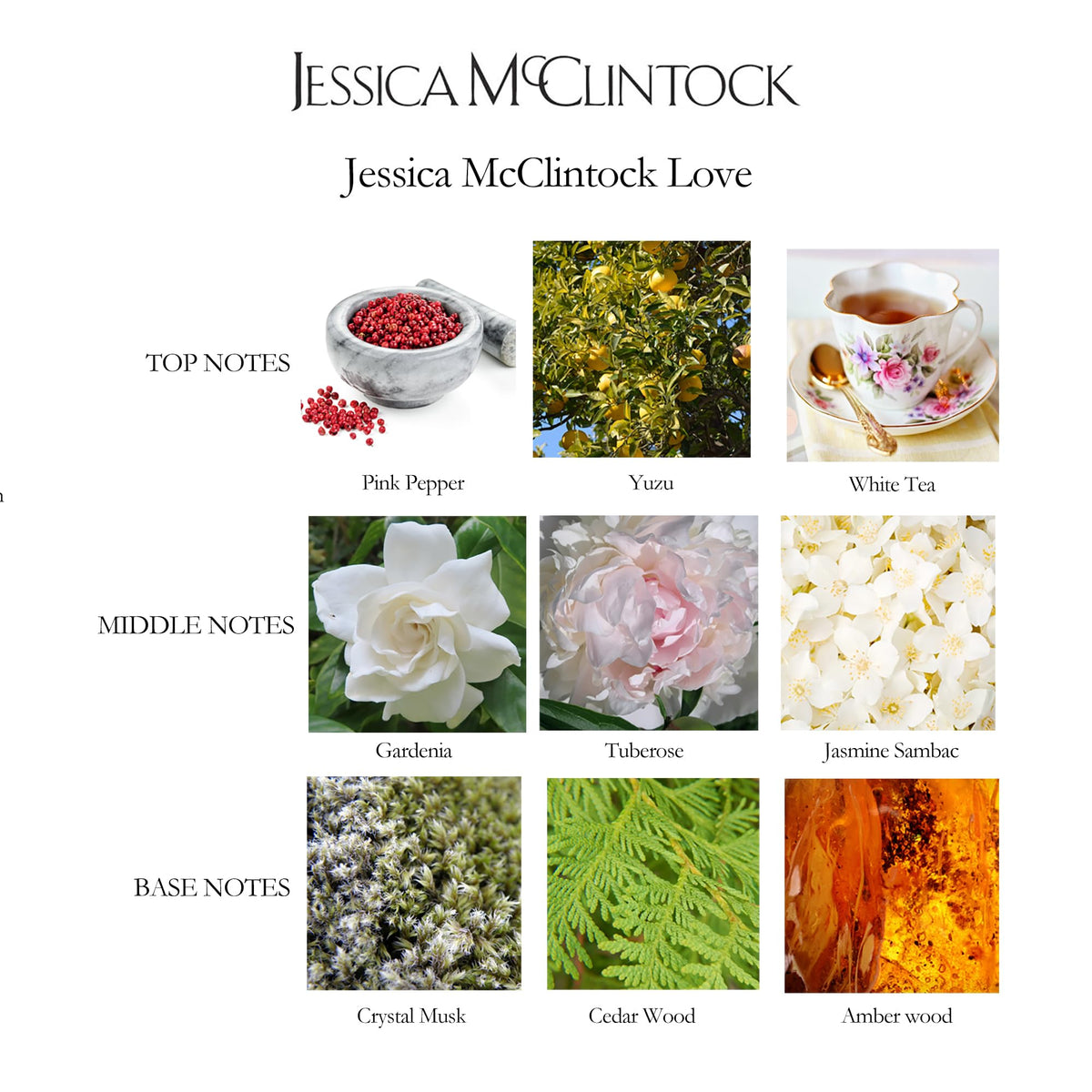 Jessica McClintock Love Eau De Parfum Spray for Women, 3.4 oz - Bright Floral Scent with Yuzu, White Tea, Gardenia, Jasmine & Amber, Romantic